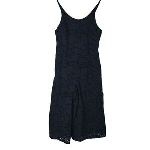 Maeve by Anthropologie jumpsuit Womens Size M Black Lace Eyelet Fairy Goth Moody